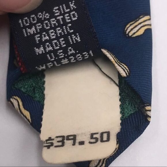 Tommy Hilfiger Necktie Tie Circus Elephants Peanuts Green Blue Yellow 58" - Picture 7 of 7